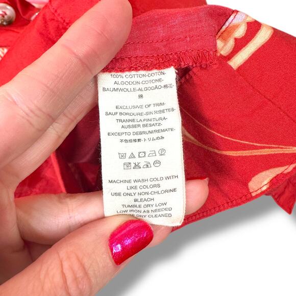 Free People Linvilla Red Bandana Button Knot Tie Front Midi Cap Sleeve Dress - Picture 9 of 9